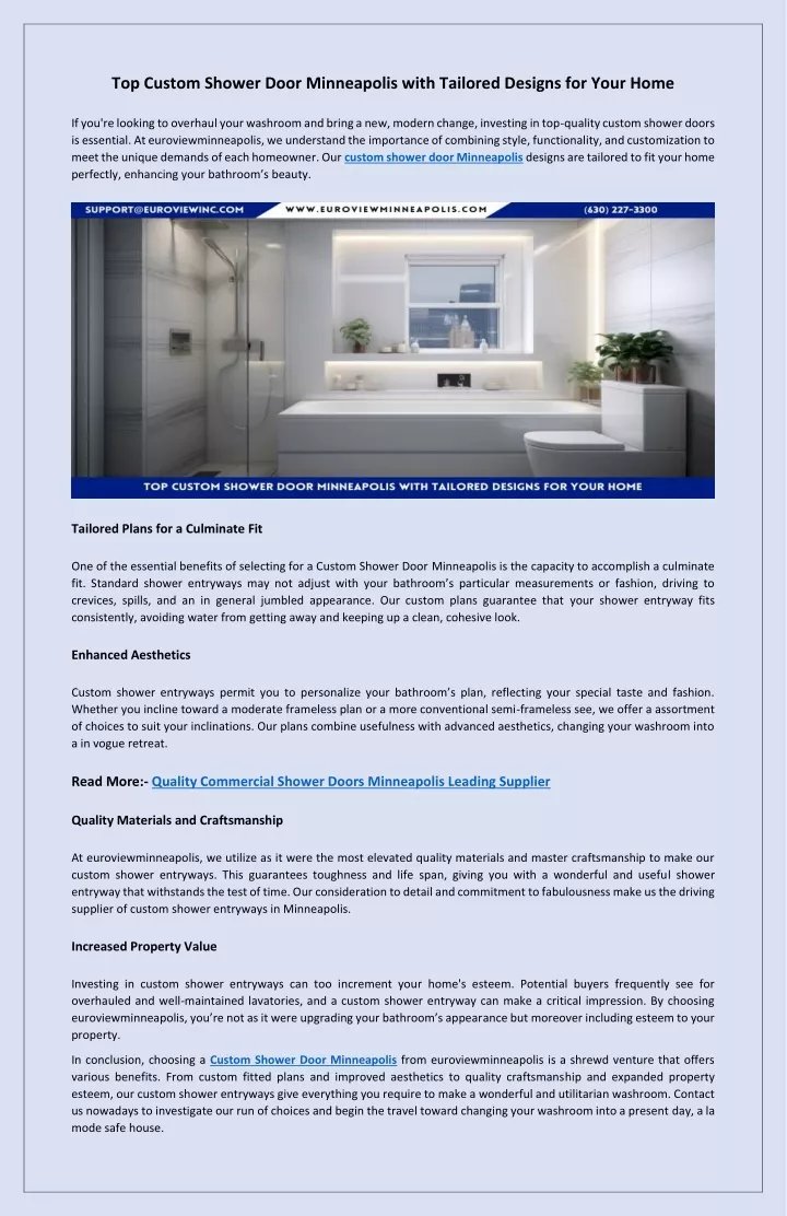 PPT - Best Value Custom Shower Door Minneapolis by Euroview PowerPoint Presentation - ID:13298320