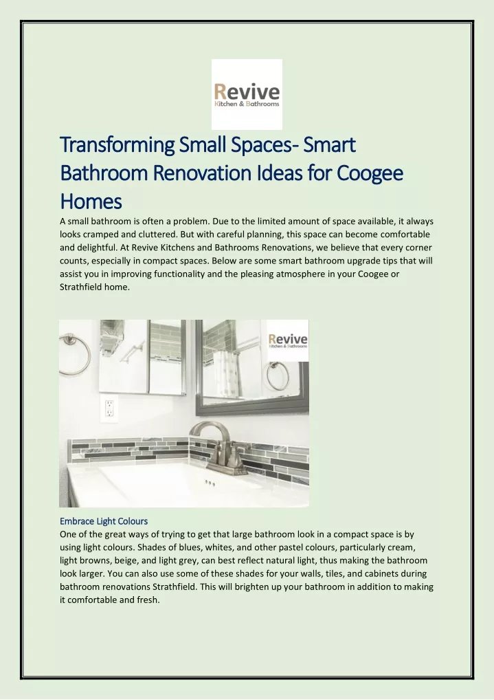 PPT - Transforming Small Spaces - Smart Bathroom Renovation Ideas for Coogee Homes PowerPoint Presentation - ID:13680850